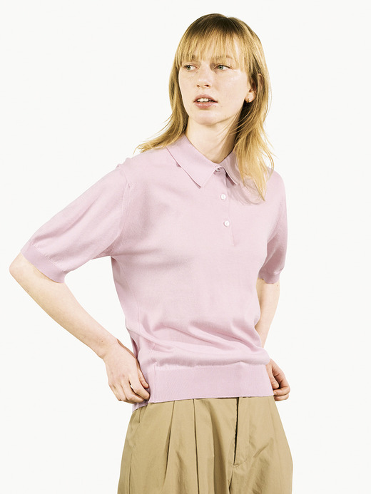 レディース 30G 半袖 ニットポロシャツ【COMMON FIT】 詳細画像 CHALK PINK 2