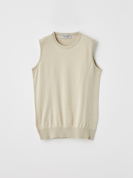 レディース 30G ノースリーブ クルーネックニット【MODERN FIT】 詳細画像 ALMOND 1