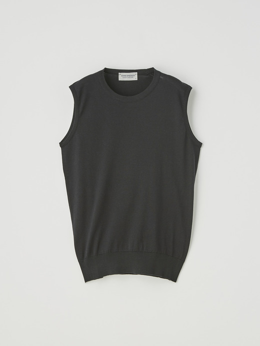 レディース 30G ノースリーブ クルーネックニット【MODERN FIT】 詳細画像 BLACK 1