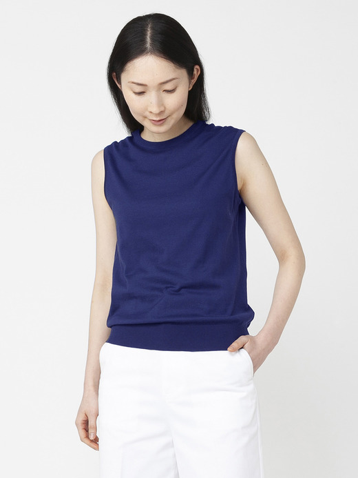 レディース 30G ノースリーブ クルーネックニット【MODERN FIT】 詳細画像 MARINE BLUE 2