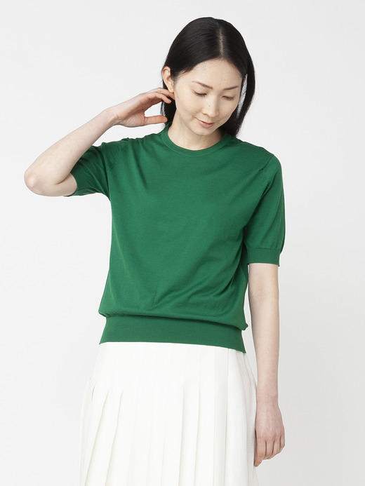 レディース 30G 半袖 クルーネックニット【MODERN FIT】 詳細画像 SCOTCH GREEN 1