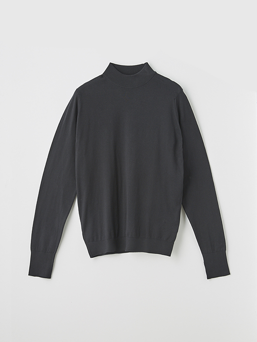 メンズ 30G 長袖 モックネックニット【EASY FIT】 詳細画像 BLACK 1