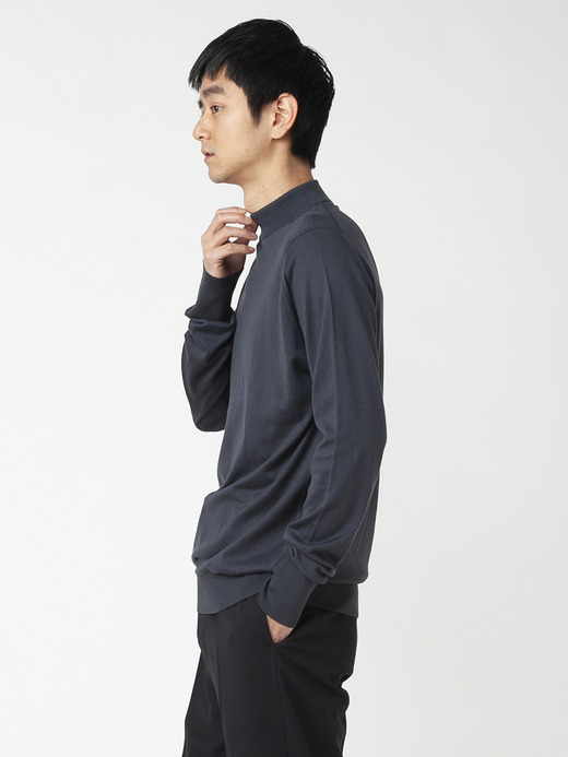 メンズ 30G 長袖 モックネックニット【EASY FIT】 詳細画像 GRANITE 3