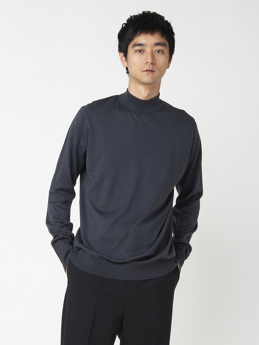 メンズ 30G 長袖 モックネックニット【EASY FIT】 詳細画像 GRANITE 5