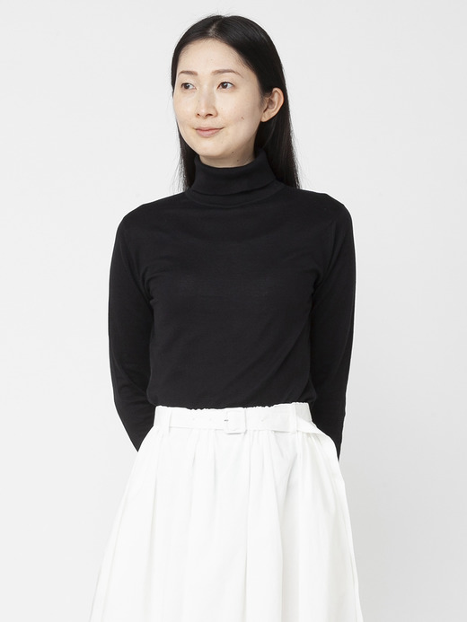 レディース 30G 長袖 タートルネックニット【SLIM FIT】 詳細画像 BLACK 2