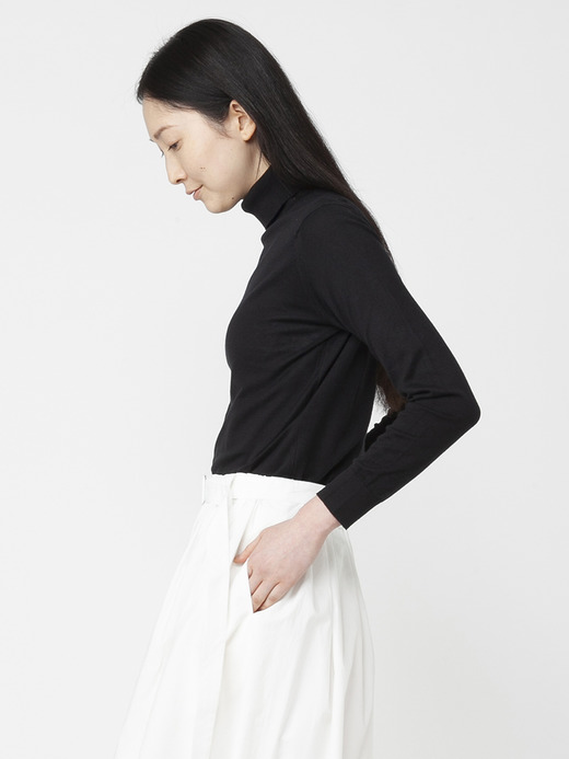レディース 30G 長袖 タートルネックニット【SLIM FIT】 詳細画像 BLACK 3