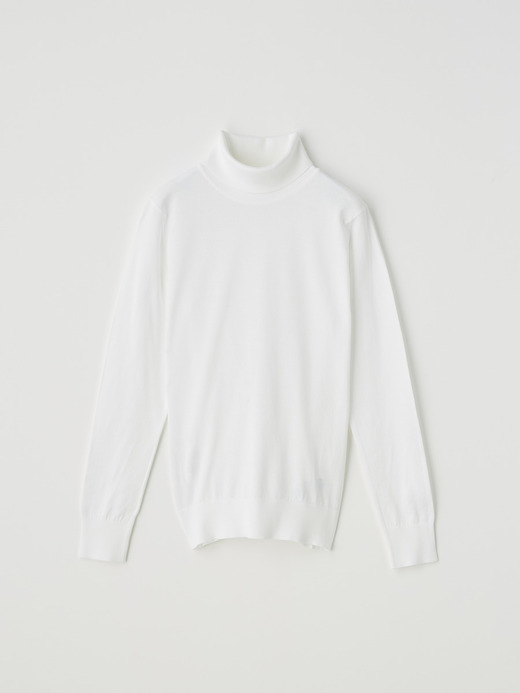 レディース 30G 長袖 タートルネックニット【SLIM FIT】 詳細画像 WHITE 1