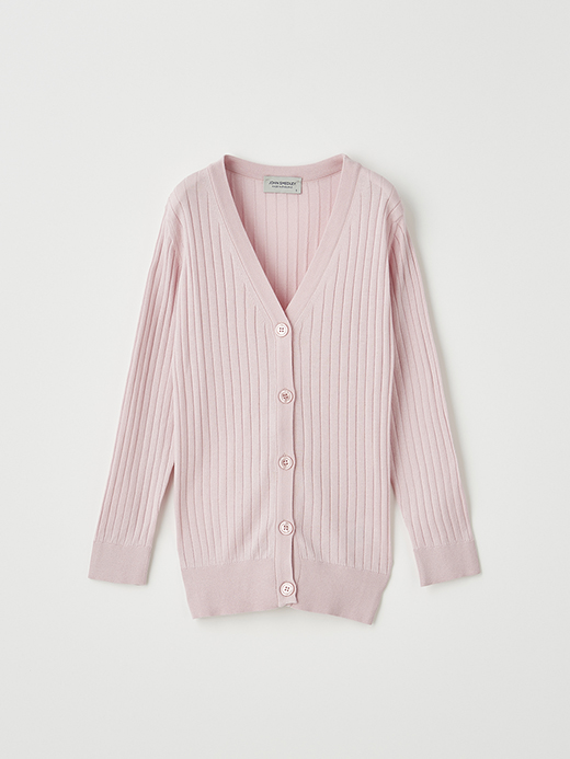 レディース 30G 長袖 Vネックリブ カーディガン 詳細画像 CHALK PINK 1