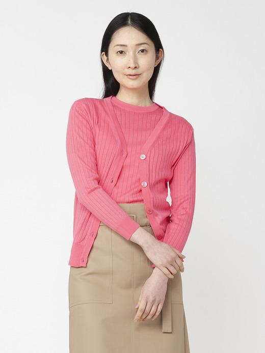 レディース 30G 長袖 Vネックリブ カーディガン 詳細画像 FLAMINGO 7