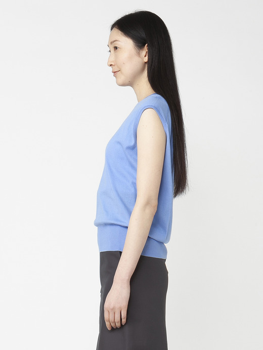 レディース 30G ノースリーブ ニット【COMMON FIT】 詳細画像 CORNFLOWER BLUE 3