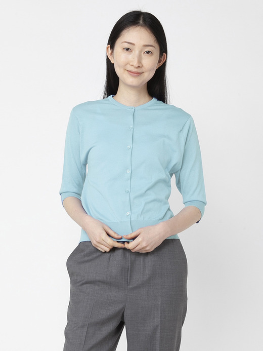 レディース 30G 半袖 クルーネック カーディガン 詳細画像 BLUE SPRING 2