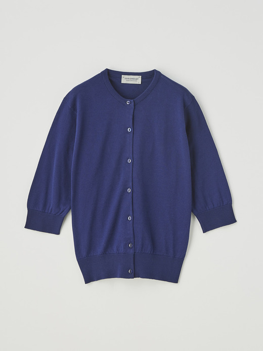 レディース 30G 半袖 クルーネック カーディガン 詳細画像 MARINE BLUE 1