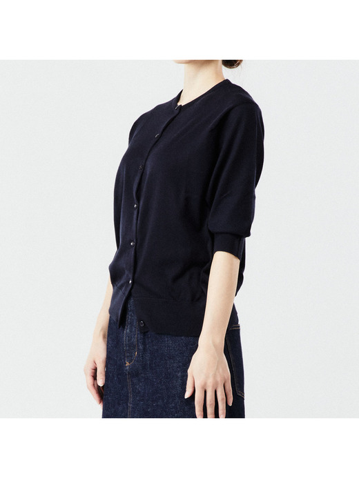 レディース 30G 半袖 クルーネック カーディガン 詳細画像 NAVY 4