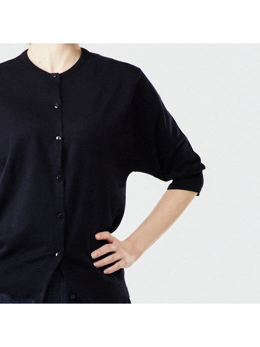 レディース 30G 半袖 クルーネック カーディガン 詳細画像 NAVY 6