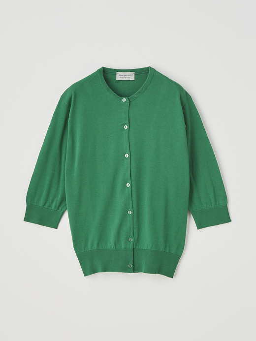 レディース 30G 半袖 クルーネック カーディガン 詳細画像 SCOTCH GREEN 1