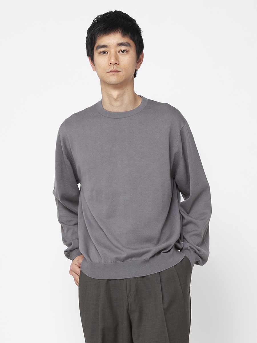 ナチュラ JOHN SMEDLEY 24G 長袖クルーネックニット COBBLE GREY