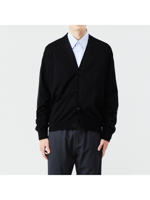 メンズ 24G 長袖 Vネックカーディガン【SWEATER SERIES】 詳細画像 BLACK 2