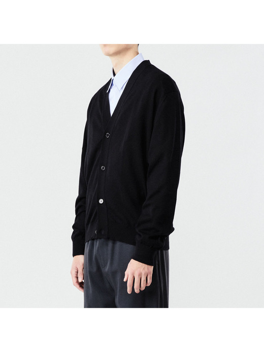 メンズ 24G 長袖 Vネックカーディガン【SWEATER SERIES】 詳細画像 BLACK 4