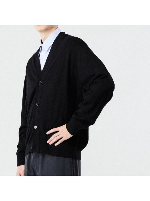 メンズ 24G 長袖 Vネックカーディガン【SWEATER SERIES】 詳細画像 BLACK 6