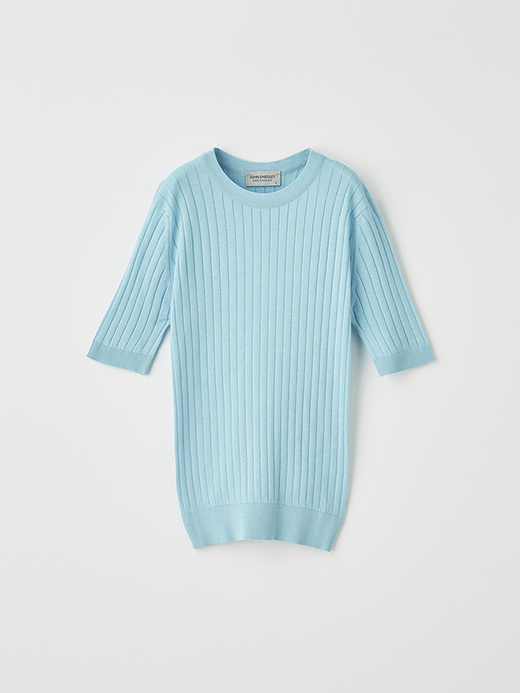  レディース 30G 半袖 クルーネック リブニット 詳細画像 BLUE SPRING 1