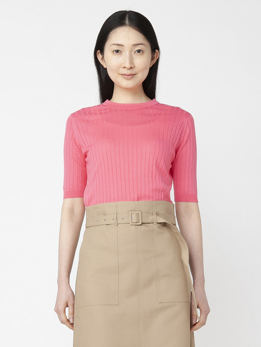  レディース 30G 半袖 クルーネック リブニット 詳細画像 FLAMINGO 1