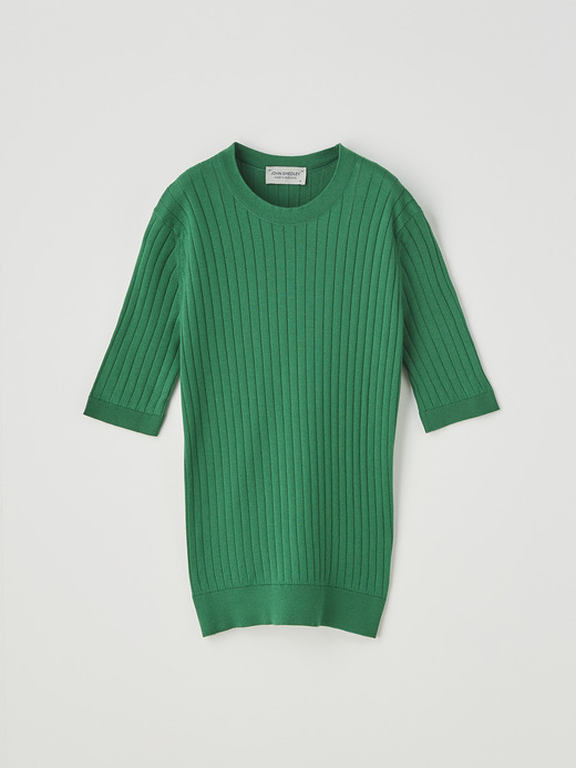  レディース 30G 半袖 クルーネック リブニット 詳細画像 SCOTCH GREEN 1