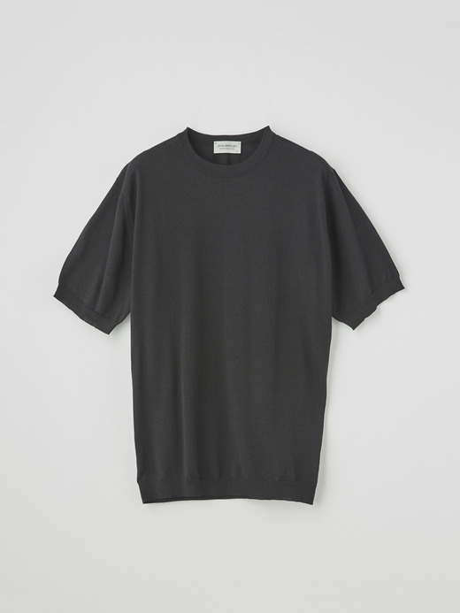 メンズ 30G  コットンメリノ 半袖クルーネックニット 詳細画像 BLACK 5