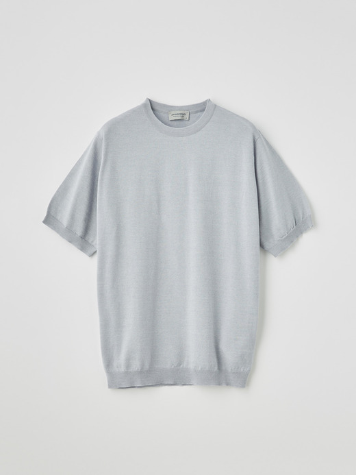 メンズ 30G  コットンメリノ 半袖クルーネックニット 詳細画像 PEBBLE GREY 1