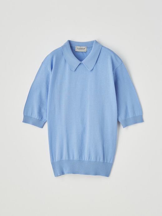 レディース 30G 半袖ニットポロシャツ 詳細画像 CORNFLOWER BLUE 1