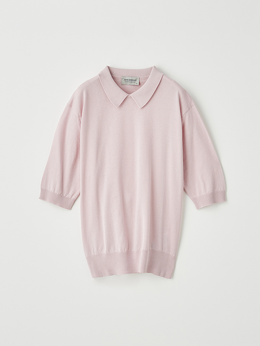 レディース 30G 半袖ニットポロシャツ 詳細画像 CHALK PINK 1