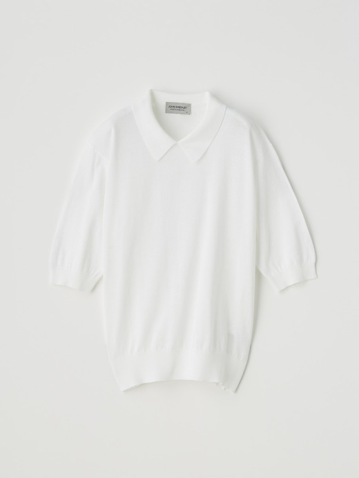 レディース 30G 半袖ニットポロシャツ 詳細画像 WHITE 1