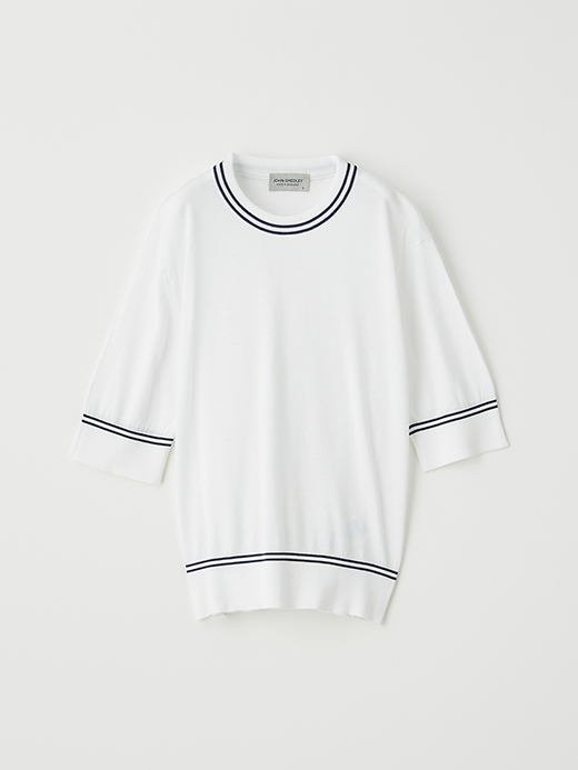 レディース 30G 半袖 ティッピングクルーネックニット 詳細画像 NO1(S4619) 1