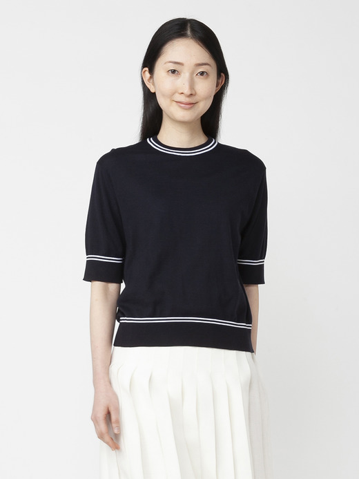 レディース 30G 半袖 ティッピングクルーネックニット 詳細画像 NO2(S4619) 6