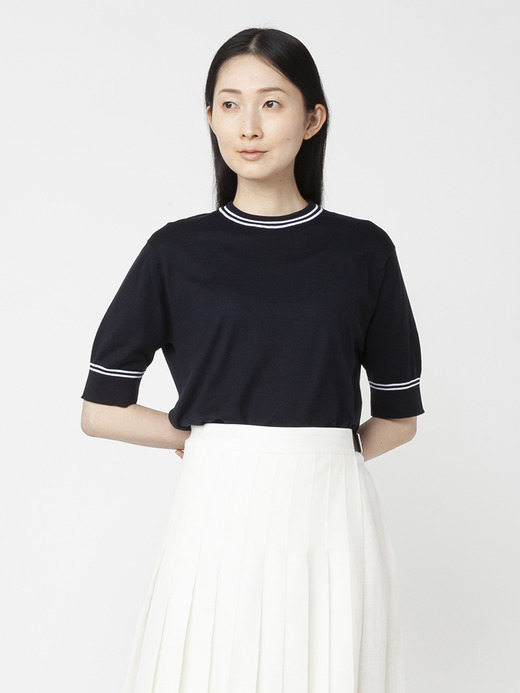 レディース 30G 半袖 ティッピングクルーネックニット 詳細画像 NO2(S4619) 7