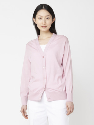 レディース 30G 長袖 Vネックカーディガン【COMMON FIT】