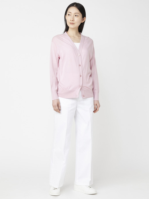 レディース 30G 長袖 Vネックカーディガン【COMMON FIT】 詳細画像 CHALK PINK 8