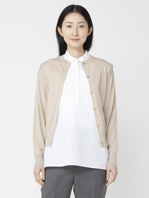 レディース 30G 長袖クルーネックカーディガン【COMMON FIT】 詳細画像 ALMOND 2