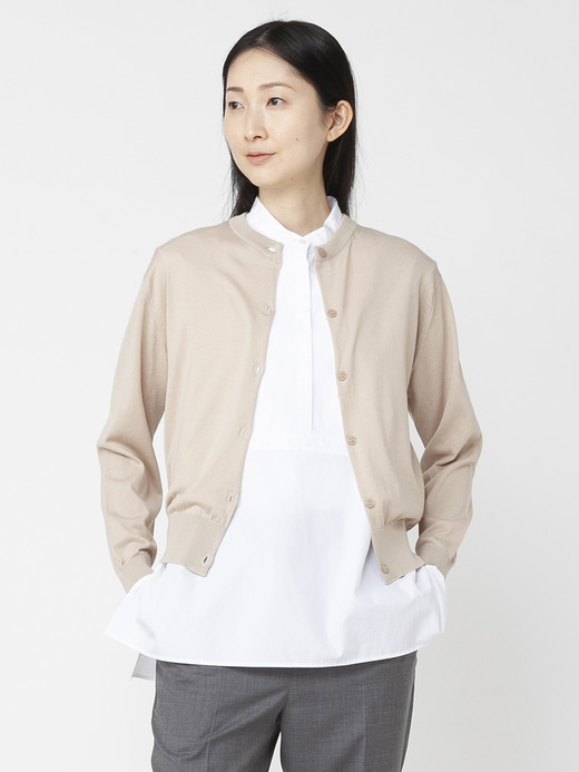 レディース 30G 長袖クルーネックカーディガン【COMMON FIT】 詳細画像 ALMOND 5