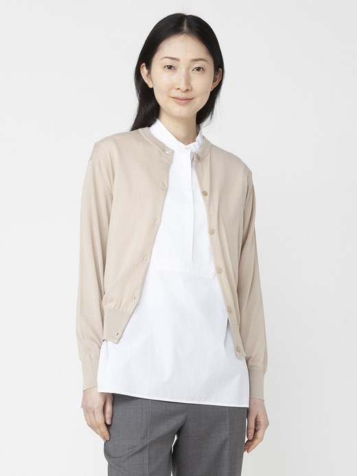 レディース 30G 長袖クルーネックカーディガン【COMMON FIT】 詳細画像 ALMOND 6