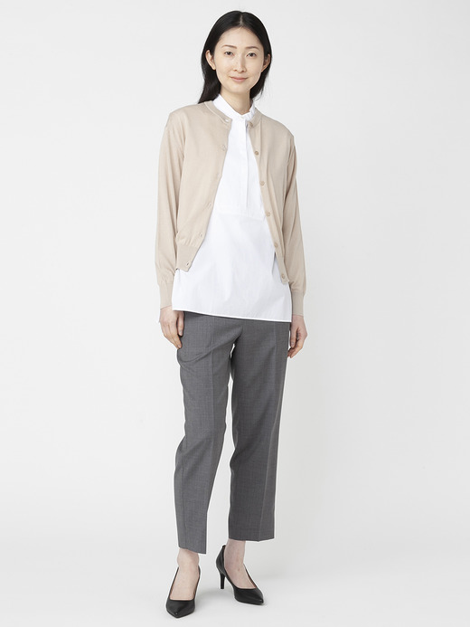 レディース 30G 長袖クルーネックカーディガン【COMMON FIT】 詳細画像 ALMOND 7