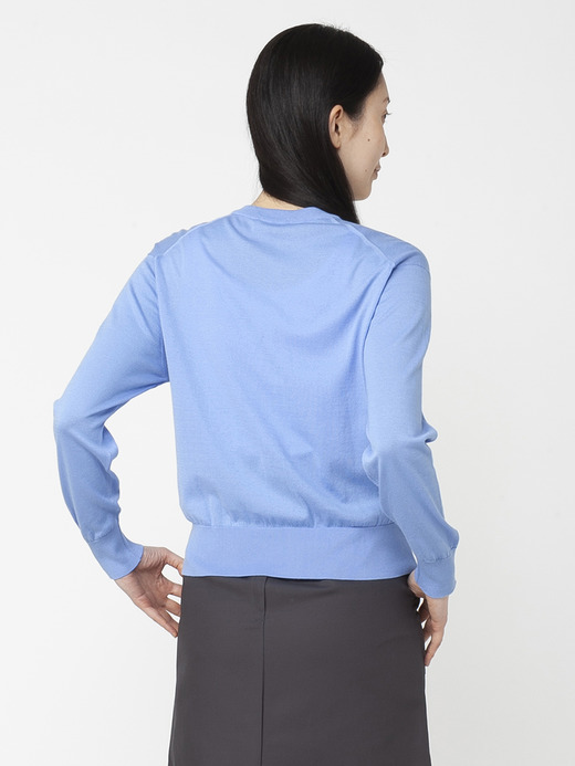 レディース 30G 長袖クルーネックカーディガン【COMMON FIT】 詳細画像 CORNFLOWER BLUE 2