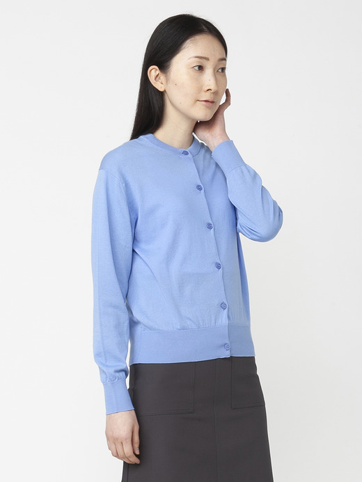 レディース 30G 長袖クルーネックカーディガン【COMMON FIT】 詳細画像 CORNFLOWER BLUE 3