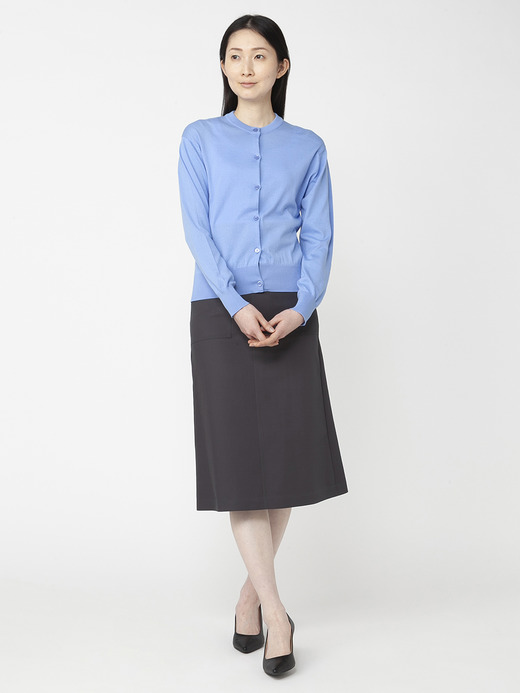 レディース 30G 長袖クルーネックカーディガン【COMMON FIT】 詳細画像 CORNFLOWER BLUE 4