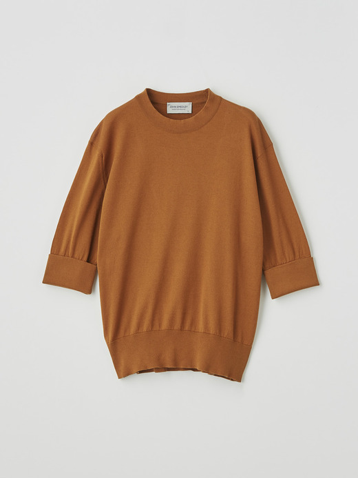 レディース 30G 半袖 ターンバック クルーネックニット 詳細画像 GINGER 1