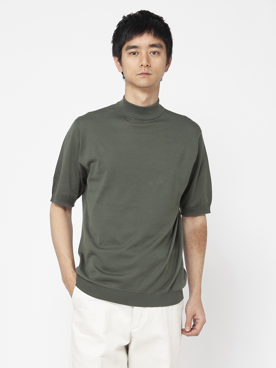 極美品】John Smedley（ジョンスメドレー）半袖モックネック・サイズM