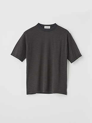ユニセックス30G 半袖 マイクロボーダーニットTシャツ