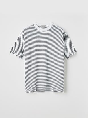 ユニセックス30G 半袖 マイクロボーダーニットTシャツ