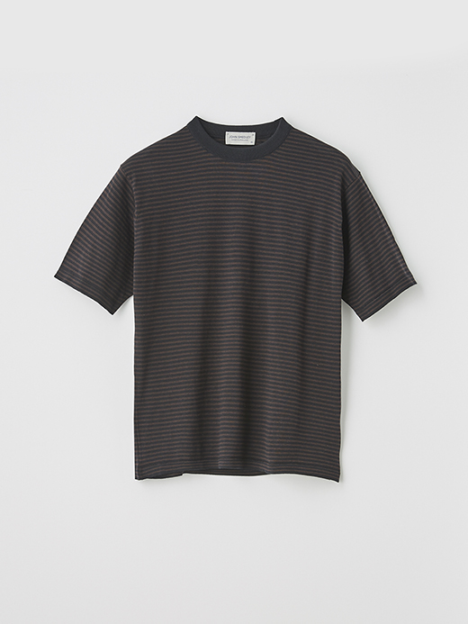 ユニセックス30G 半袖 マイクロボーダーニットTシャツ 詳細画像 NO1(S4631) 1