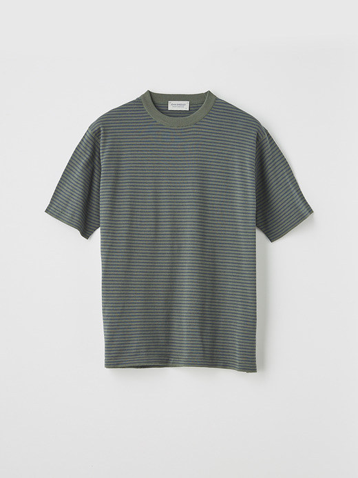 ユニセックス30G 半袖 マイクロボーダーニットTシャツ 詳細画像 NO3(S4631) 2