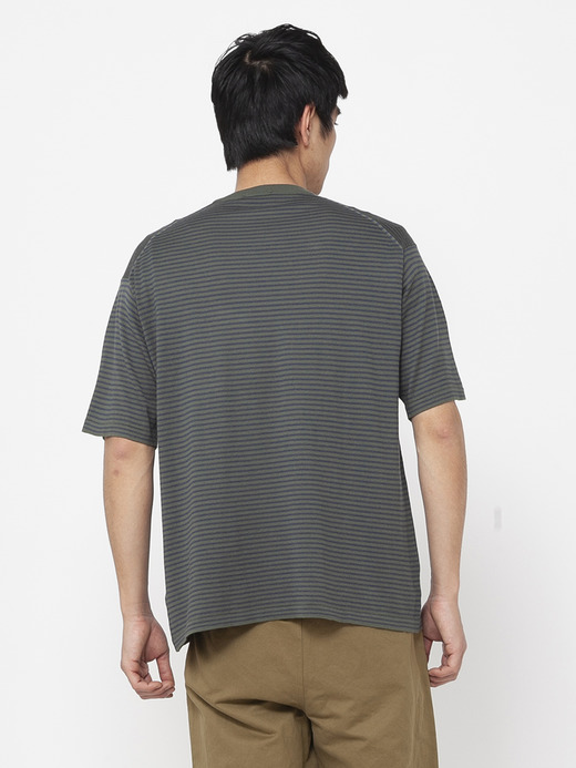 ユニセックス30G 半袖 マイクロボーダーニットTシャツ 詳細画像 NO3(S4631) 6